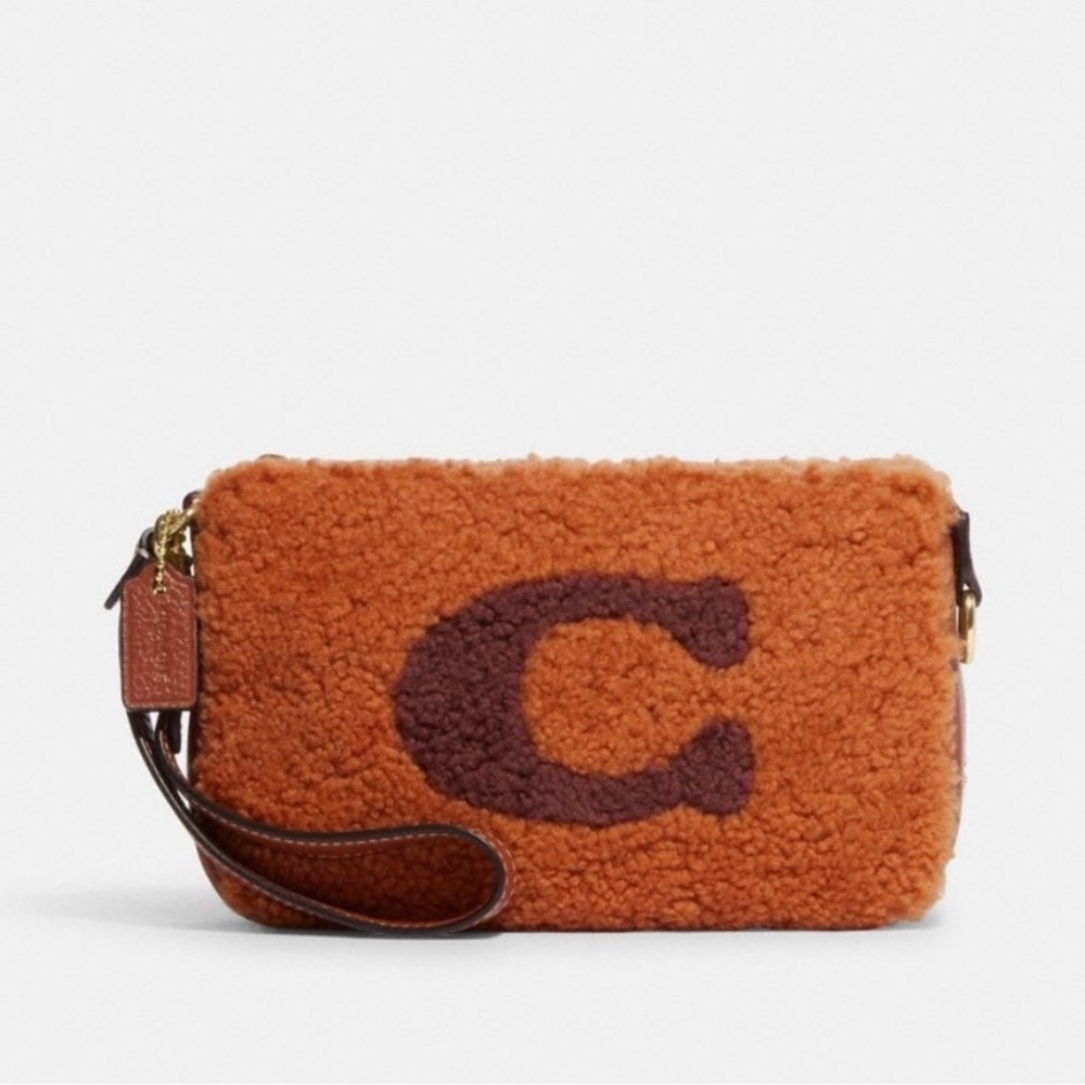 Last one! New Coach CE691 Nolita 19 In Shearling With Coach Motif In GOLD/GINGER